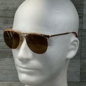 VTG Beau Monde Gold Etched Bronze Lens Sunglasses Mansfield 52/17-140 Tortoise